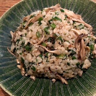 春ニラと舞茸のチャーハン